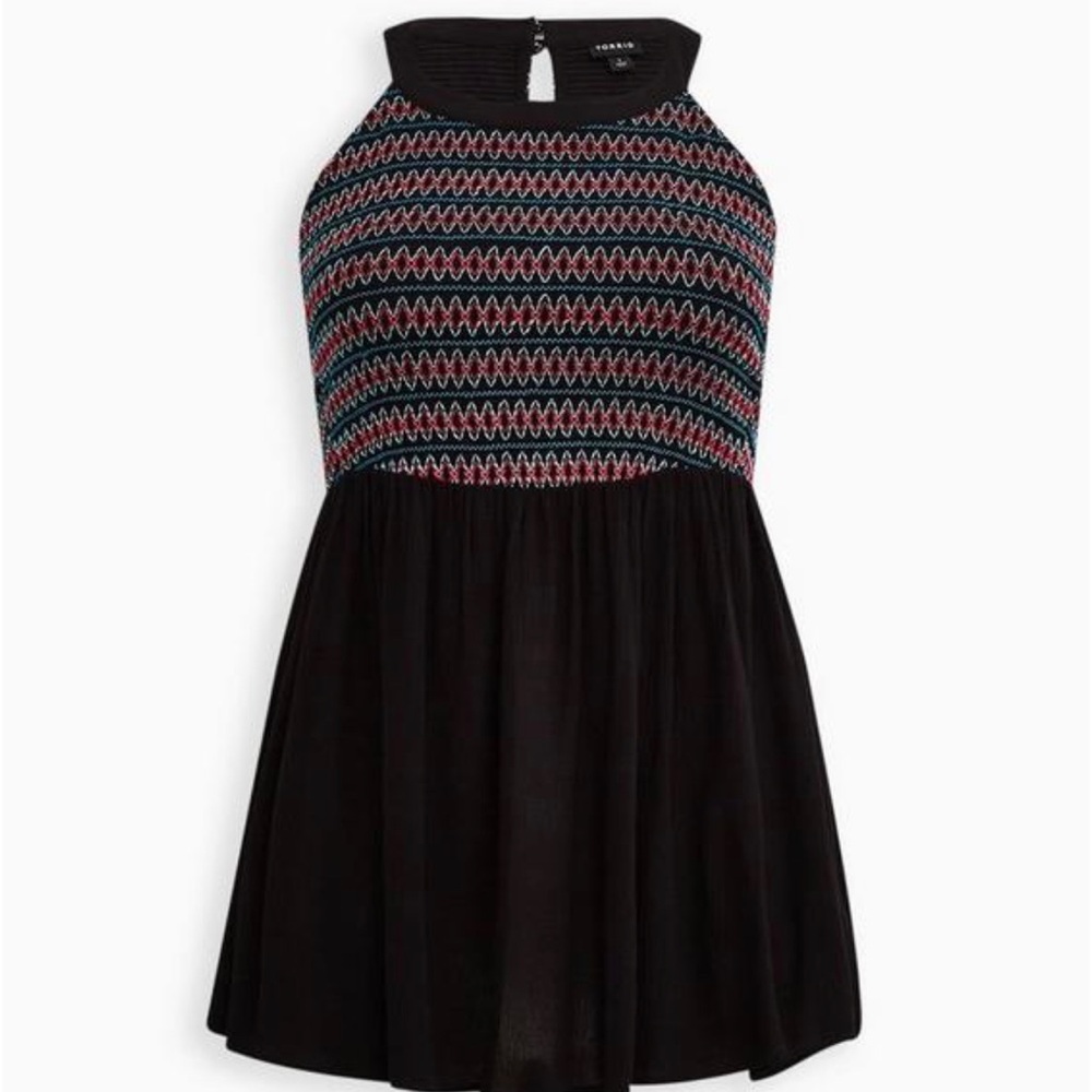 Torrid Smocked Halter Top - Crinkle Gauze Black